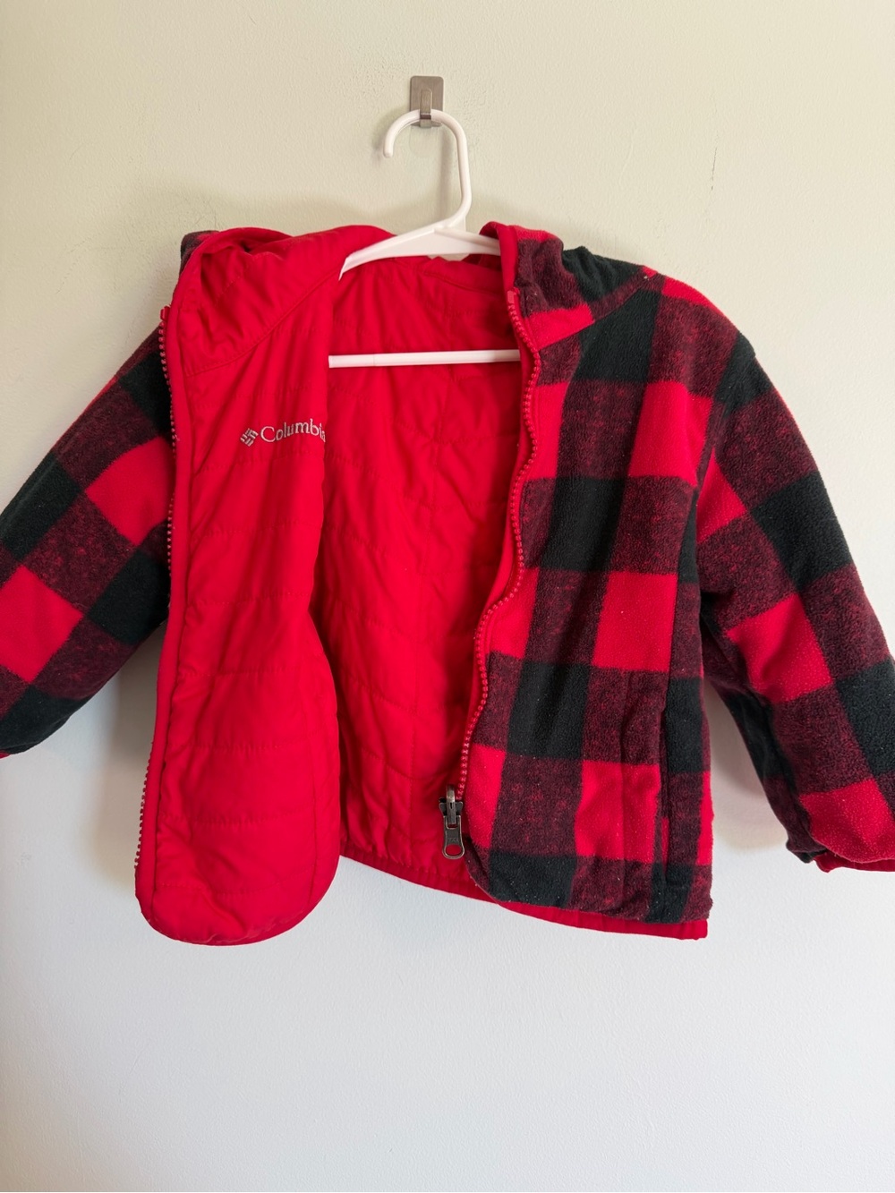 Columbia Kids' Red & Black Buffalo Plaid Hooded Jacket Reversible